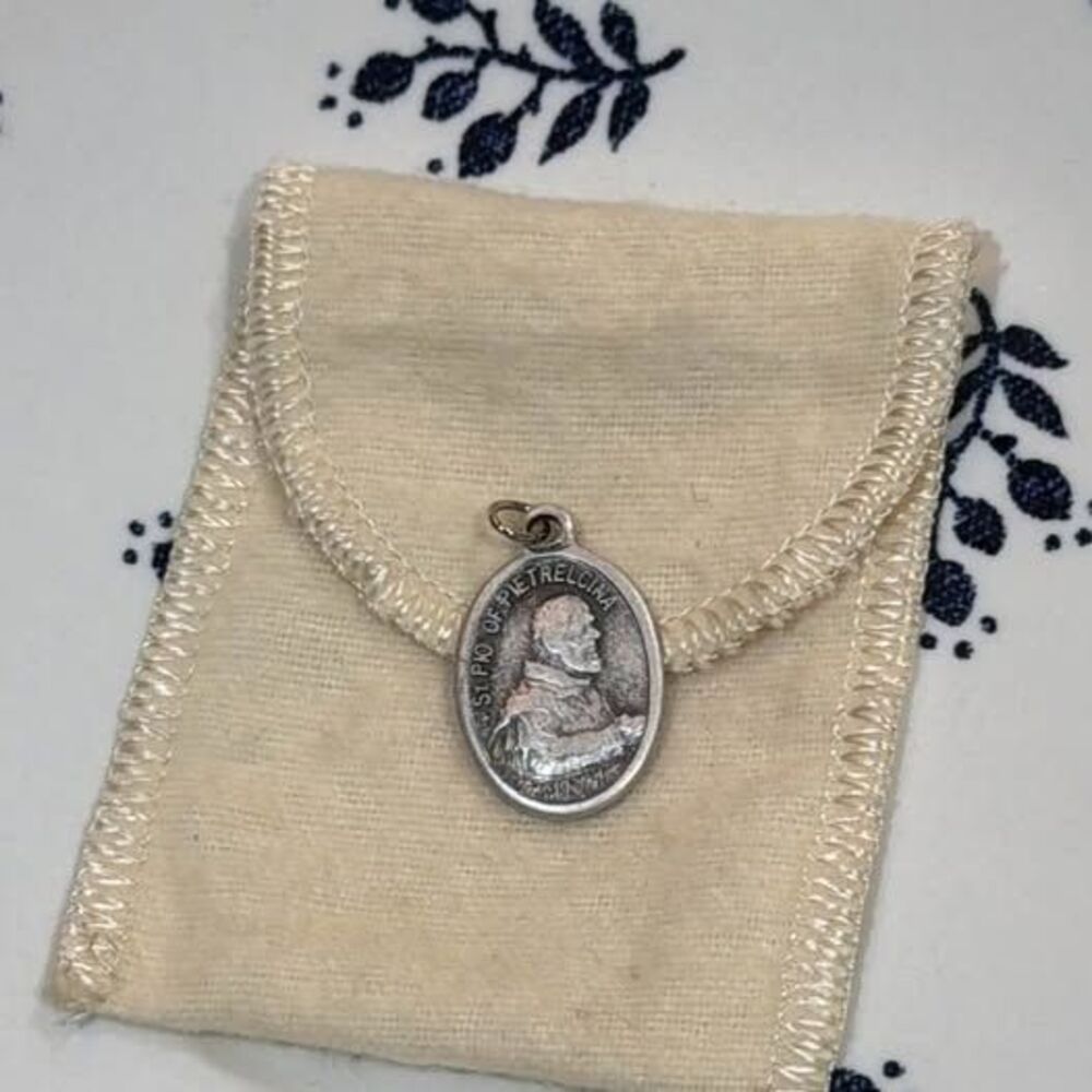 Vintage St Padre Pio Medal Italy St Pio of Pietrelcina Catholic Patron Saint Pen